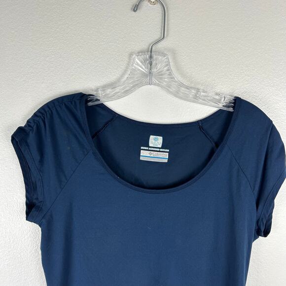 Columbia Womens Omni Freeze Short Sleeve Shirt Size Small Blue Stretch - Picture 2 of 5